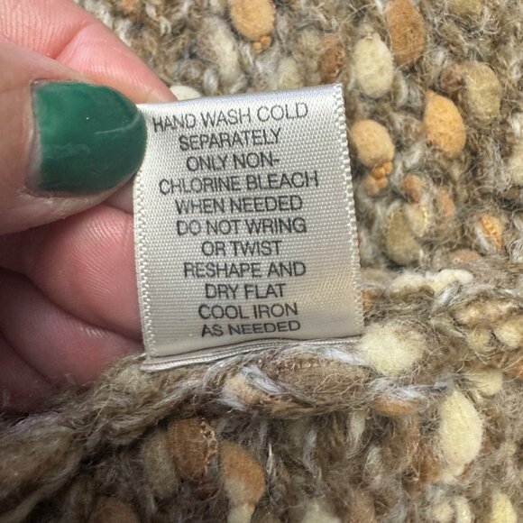 Leo & Nicole Womens Cardigan Sweater Brown XL Wool Blend Open Front Button - Picture 6 of 6